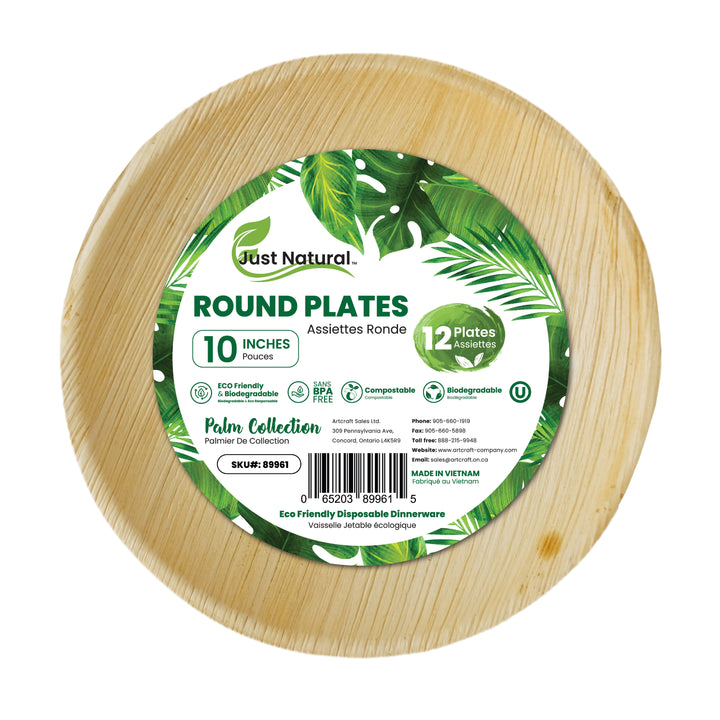 Just Natural Palm Leaf Bowl Round - 10" Square Plate