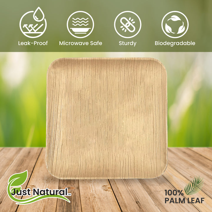 Just Natural Palm Leaf Plates Square - 6" Square Plates