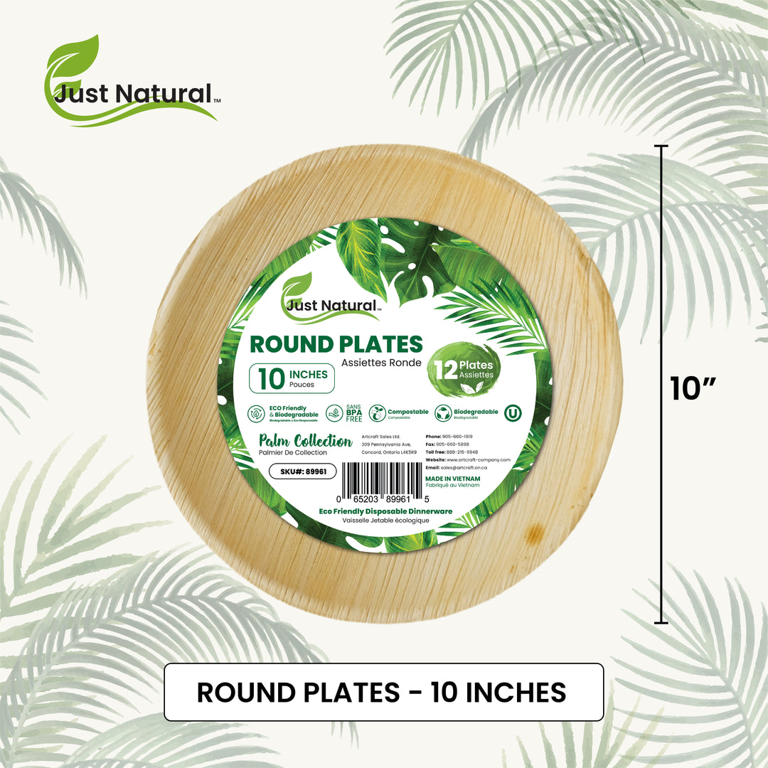 Just Natural Palm Leaf Bowl Round - 10" Square Plate