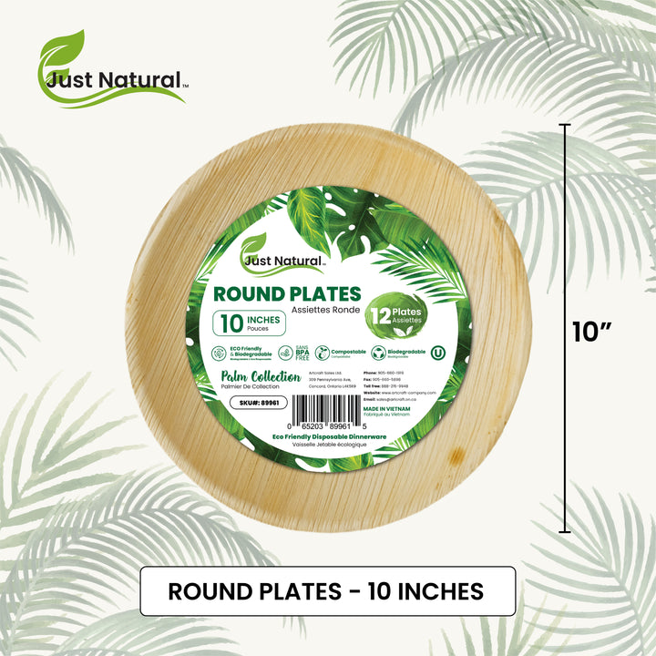 Just Natural Palm Leaf Bowl Round - 10" Square Plate