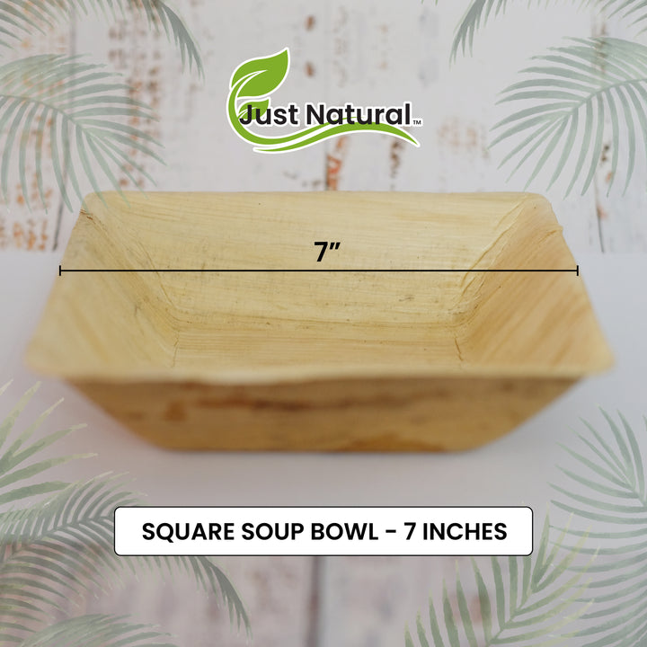 Just Natural Palm Leaf Bowl Square - 7" Square Bowl