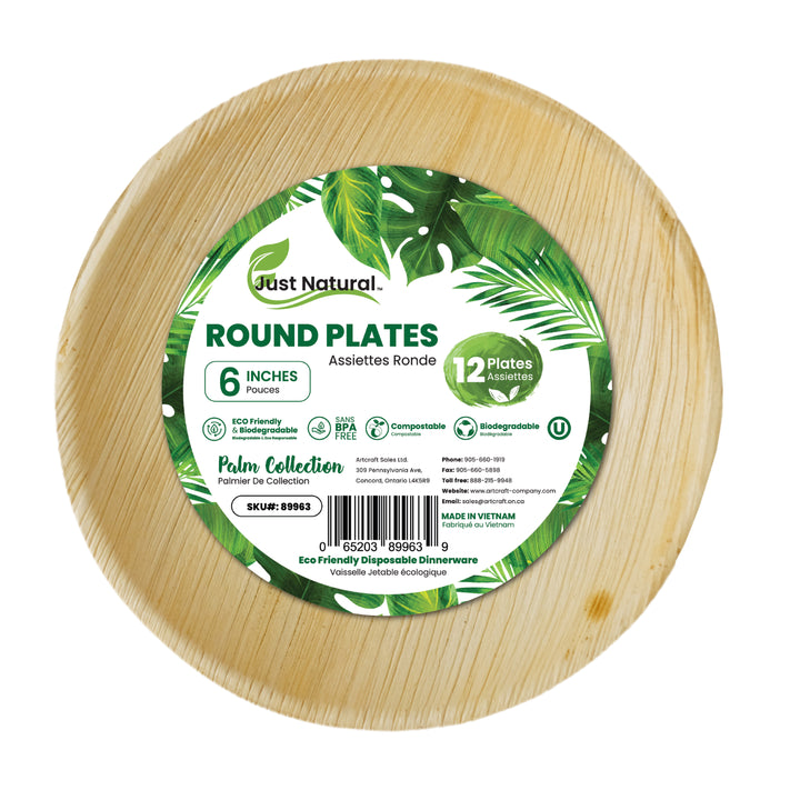 Just Natural Palm Leaf Bowl Round - 6" Square Plate